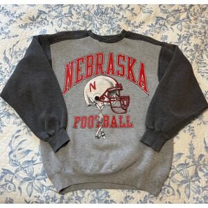Galt Crew Nebraska Football Sweatshirt Mens Small Gray Colorblock NCAA Vintage